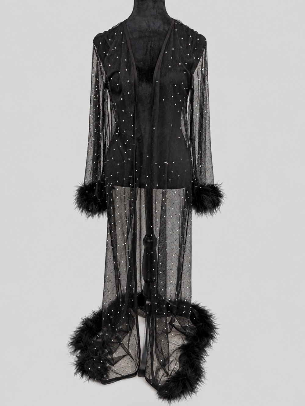 *NICE* KYRRA BLACK SHEER SPARKLE ROBE OR SWIMSUIT COVERUP